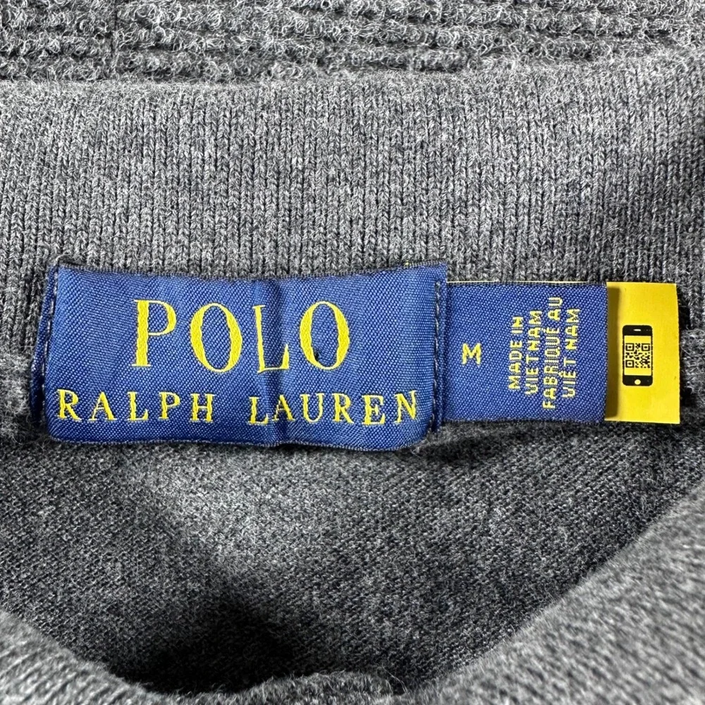 Polo Ralph Lauren Polo Shirt Mens M Medium Grey Long Sleeve Classic Fit Pony